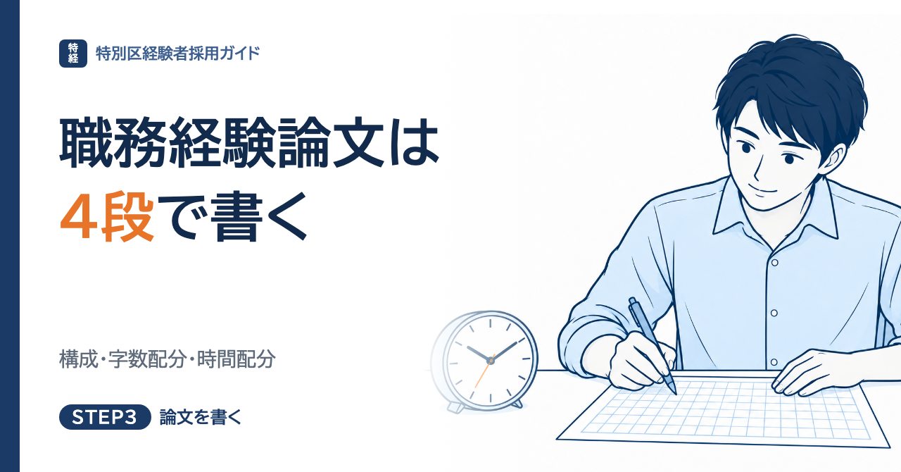 特別区経験者採用の職務経験論文の書き方｜4段構成・字数配分・時間配分